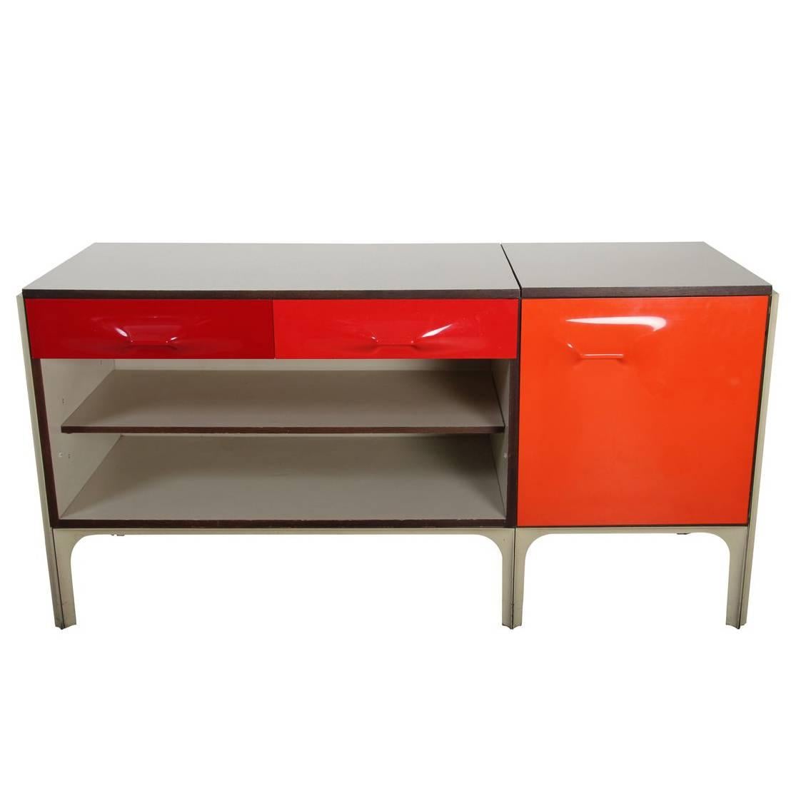 Raymond Loewy Writing Desk DF2000 in Red ABS