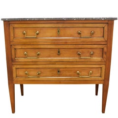 Louis XVI Style Marble Top Three-Drawer Commode