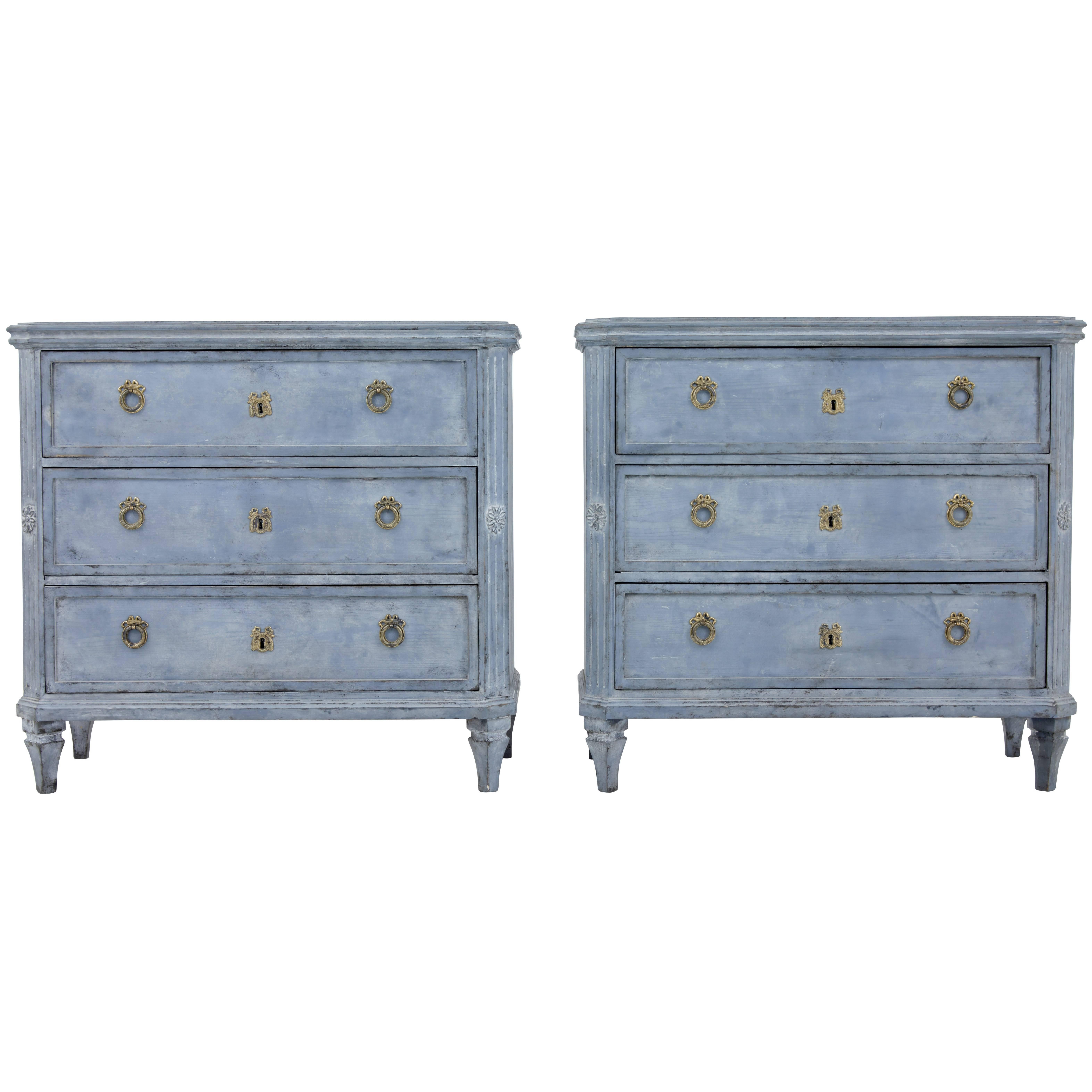 Pair of 19th Century Painted Swedish Chest of Drawers