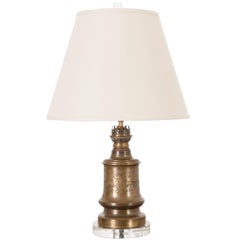 French Antique Brass Lamp with Acrylic Base