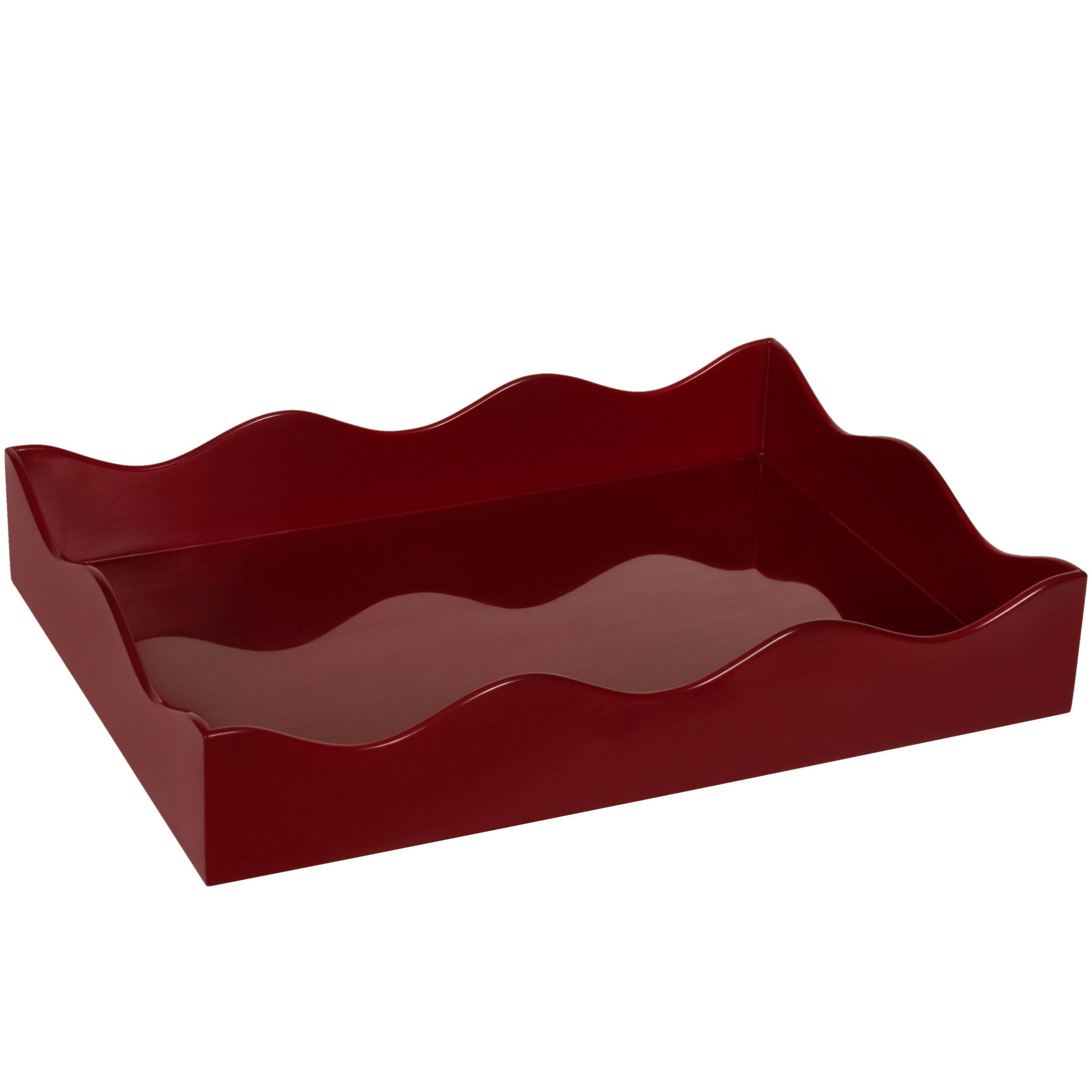 Large "Wavy" Tray in Bordeaux Lacquer
