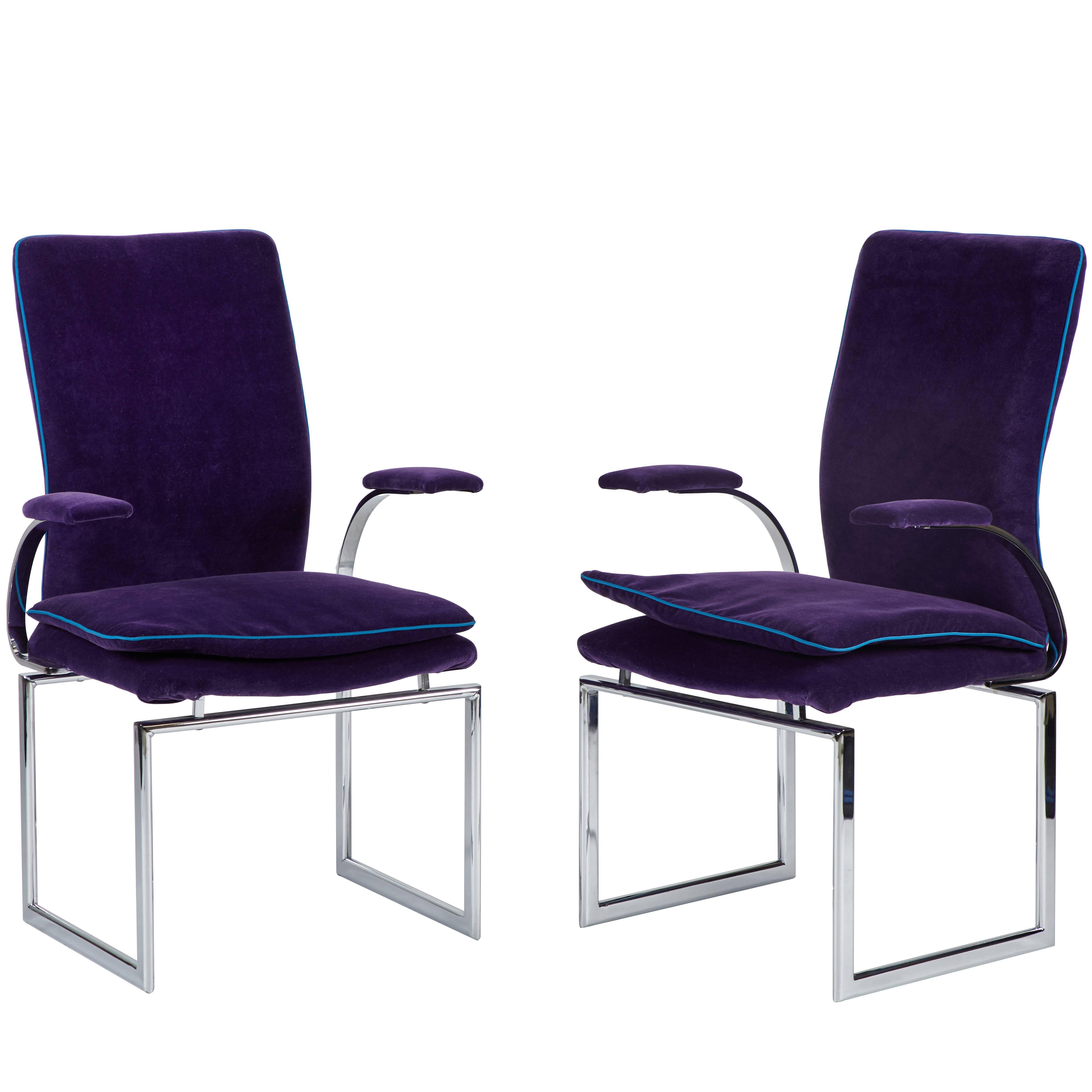 Pair of Vintage Chrome Armchairs