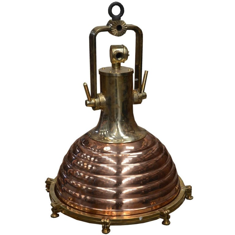 Brass Fluted Cargo Light For Sale at 1stDibs