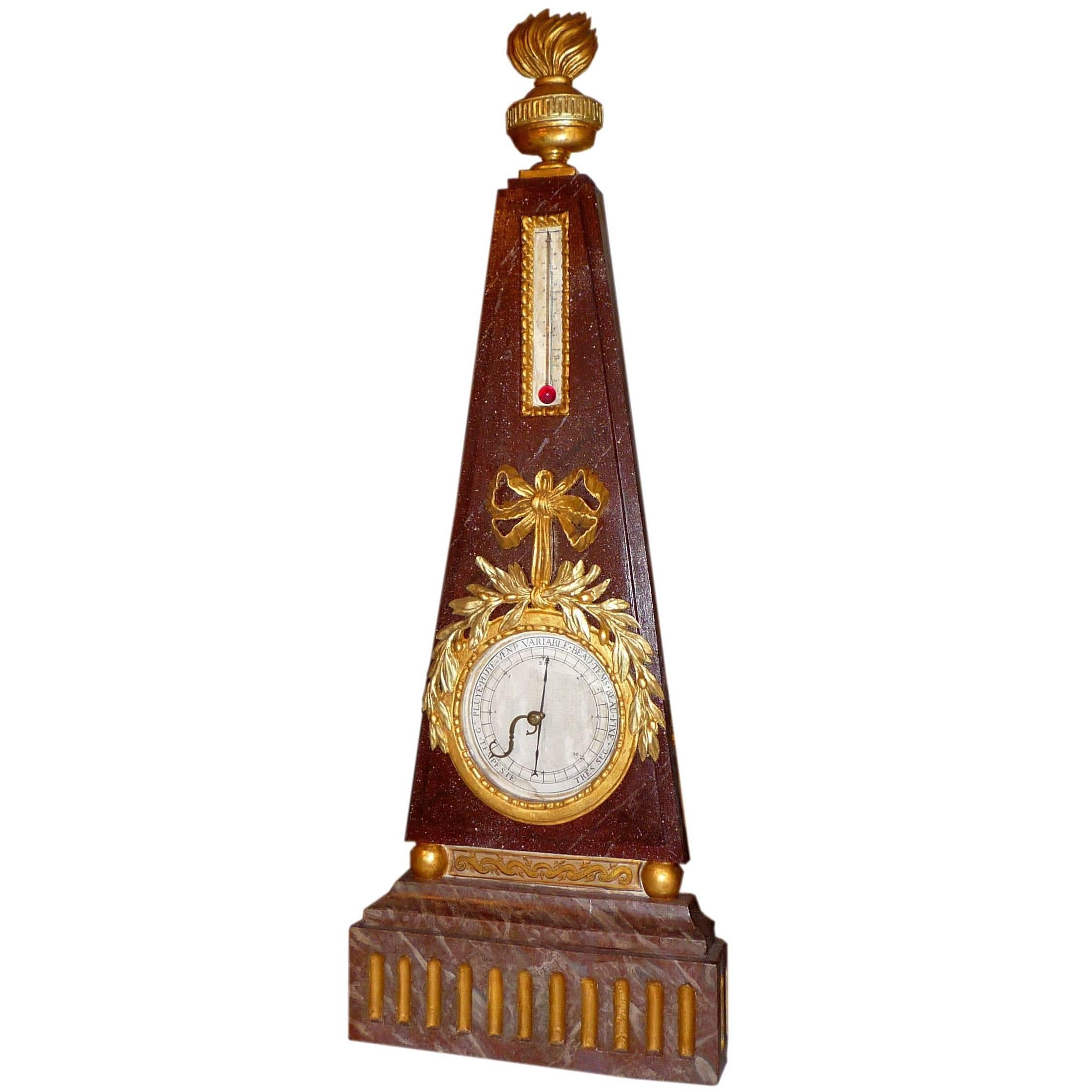 French Louis XVI Period Painted and Giltwood Barometer, circa 1780