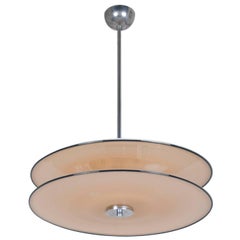 Itallian Rationalist Antique Pink & Dark Brown Murano Glass 1930s Pendant Light