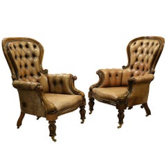 Pair of 20th Century Leather Library Chairs