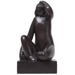Bronze Sculpture "Woman Sitting Hand on Her Head" by Joseph Csaky, 1932