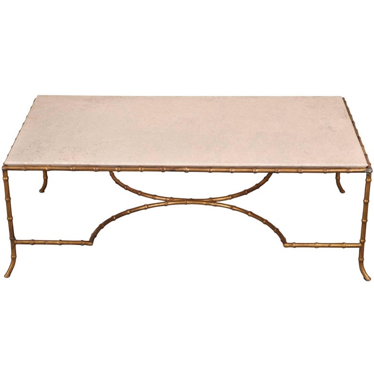 Gilt Metal Faux Bamboo Coffee Table For At 1stdibs Gilt Metal Faux Bamboo Coffee Table For