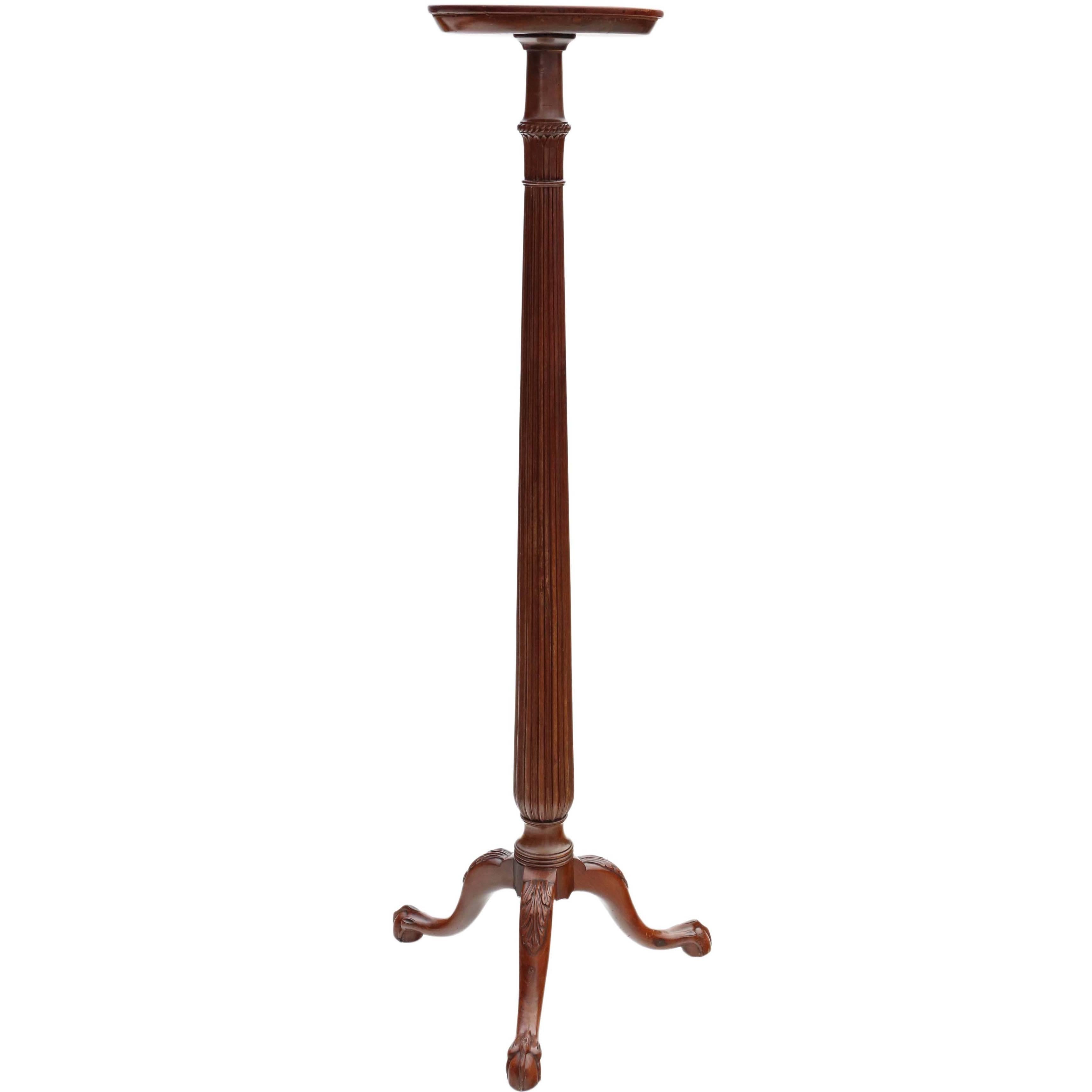 Antique Victorian Mahogany Torchiere Jardiniere Pedestal Stand Plant Table For Sale