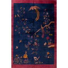 Early 20th Century Blue Chinese Art Deco Rug