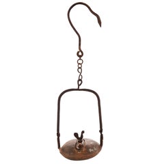 19th Century French Primitive Hanging Oil Lamp