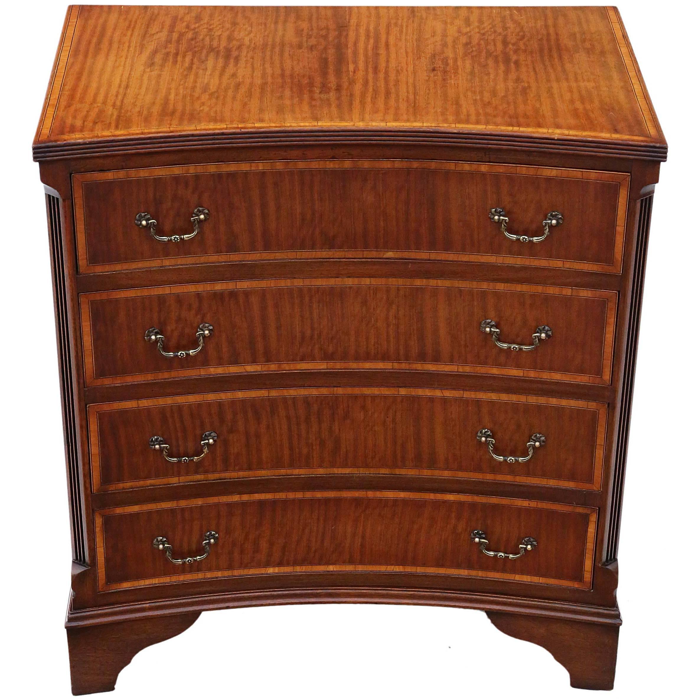 Antique Small Georgian Revival Concave Front Mahogany Chest of Drawers For Sale