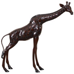 Dark Patinated Bronze Giraffe Figure