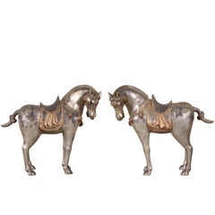 Pair of Large-Scale Brass Horses