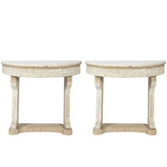 Pair of Marble-Top Console Tables, circa 1920 Pair of Marble-Top Console Tables, circa 1920