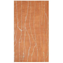 Unique White and Orange Linework Contemporary Wallpaper Roll