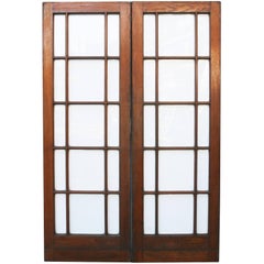 Pair of Used 1920s Oak Glazed Double Doors with Bevelled Glass