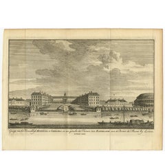 Antique Print with a View of Chelsea Hospital by I. Tirion, 1754