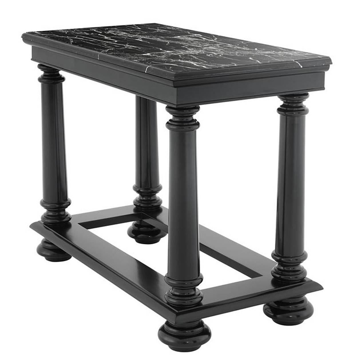 Harth Medium Console Table in Solid Mahogany Wood with Marble Top