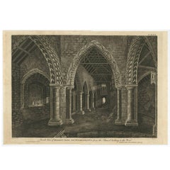 Antique Print with Inside View of Magdalen Chapel, Winchester, Hampshire, 1790