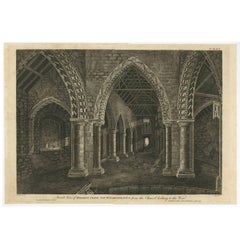 Antiker Druck mit Innenansicht der Magdalen-Kapelle, Winchester, Hampshire, 1790