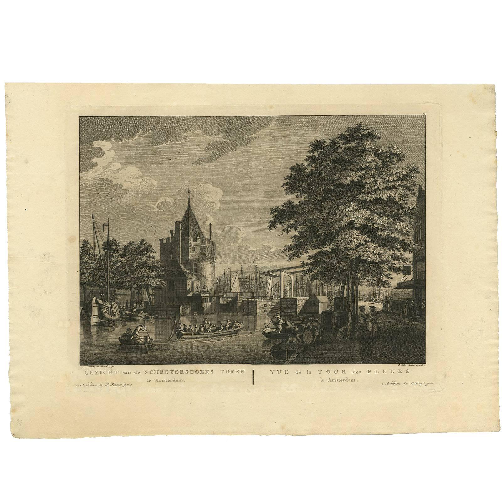 Antique Print of the 'Schreyershoeks' Tower in Amsterdam by C. Philips Jacobsz For Sale