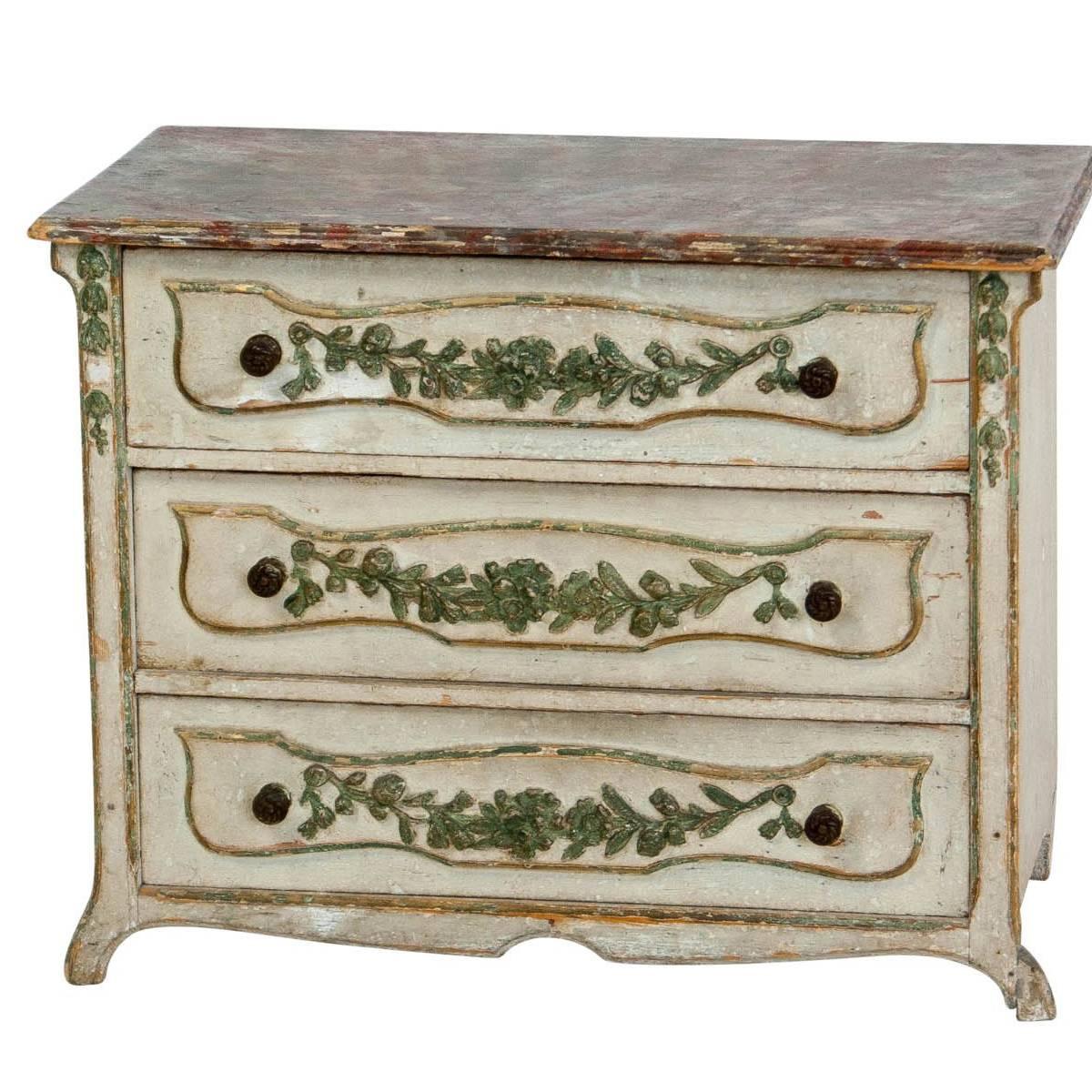 Miniature Italian Painted Chest of Drawers, circa 1870