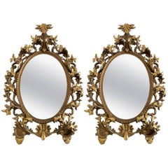 Florentine Monumental Pair Florentine Rococo Style Giltwood and Gesso Mirrors