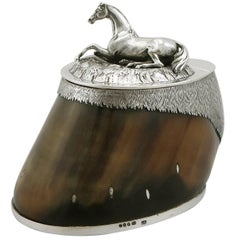 1840s Victorian Hoof and Sterling Silver Table Snuff Box