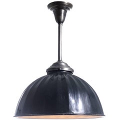 Large Black Pleated Dome Pendent