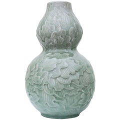 Antique Large Quality Celadon Double Gourd Green Vase Thailand