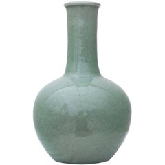 Antique Large Quality Celadon Green Bottle Vase, Thailand