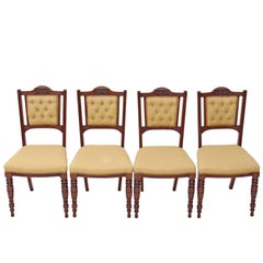 Antique Set of Four Victorian Walnut Dining Parlour Chairs