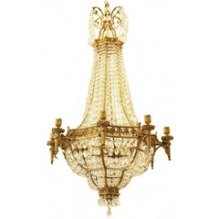 Antique Mid-19th Century French Gilt Bronze and Crystal Chandelier