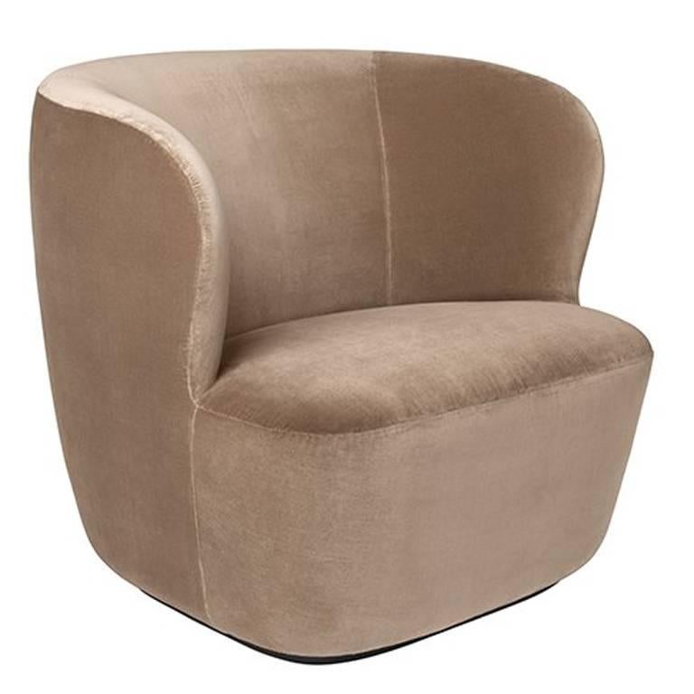 Contemporary Stay Lounge Chair in Cotton Velvet with an Optional Swivel