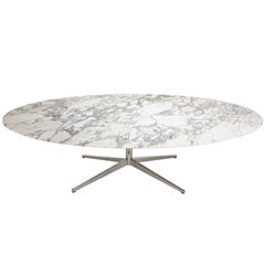 Large Ovale Dining Table in Arabescato Marble by Florence Knoll, circa 1965