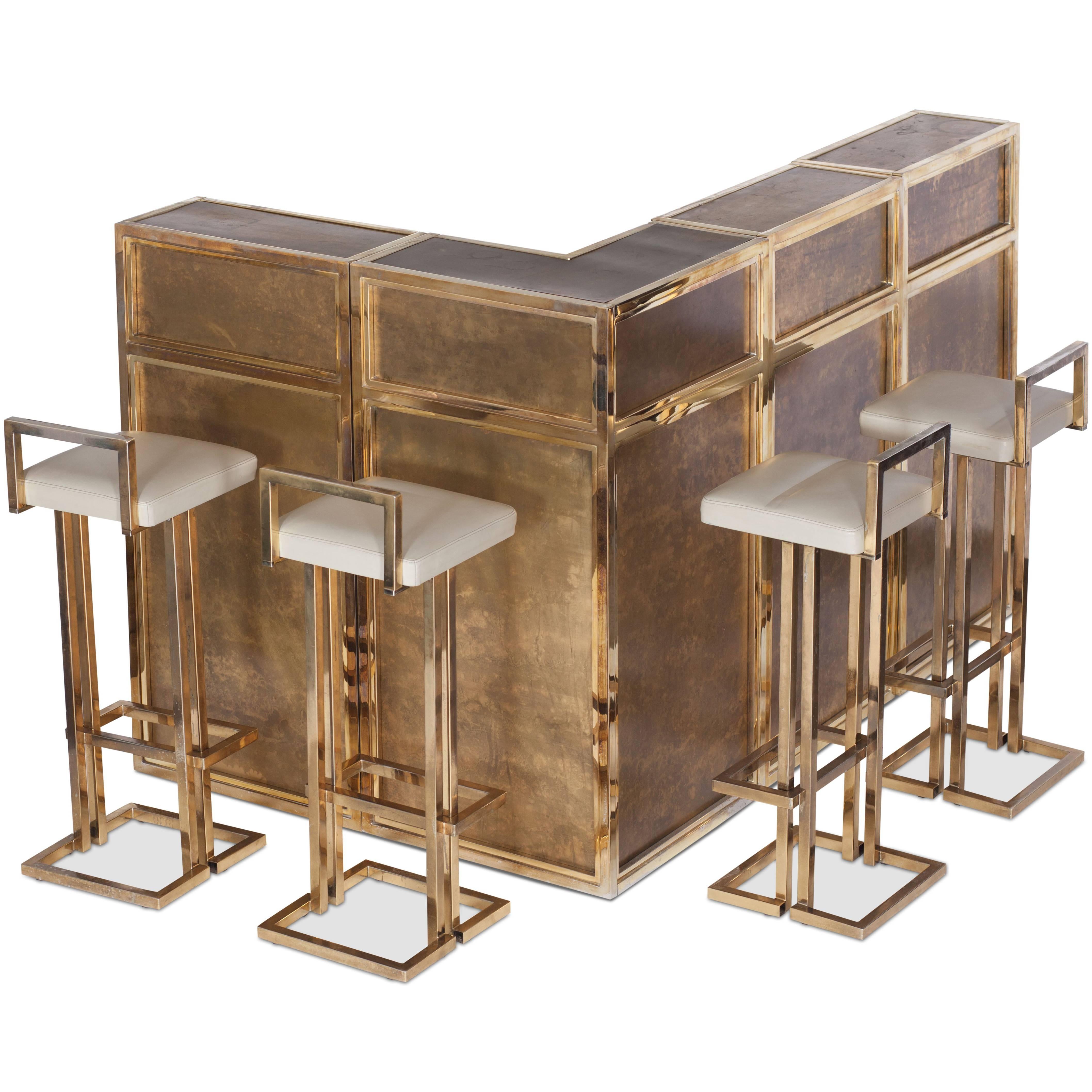 Maison Jansen Copper and Brass Bar Counter at 1stDibs