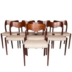 Set of Eight Model 71 Rosewood Dining Chairs by Niels Moller