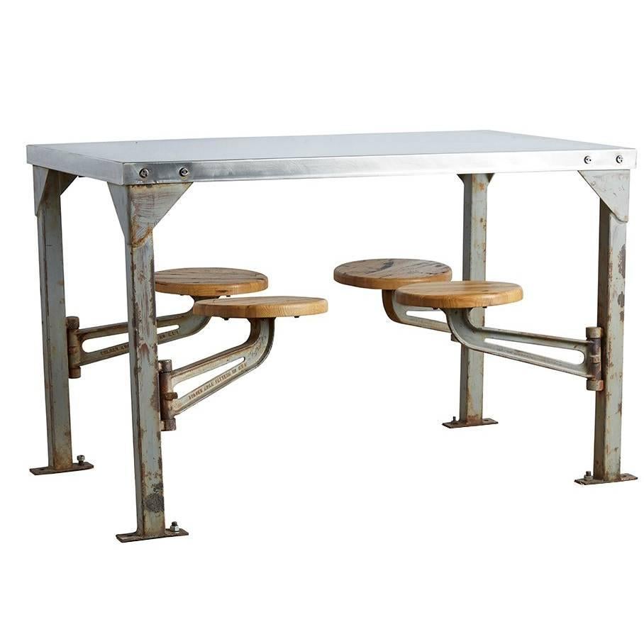 Industrial Swing-Arm Mess Hall Table with Polished Top, circa 1940s For ...