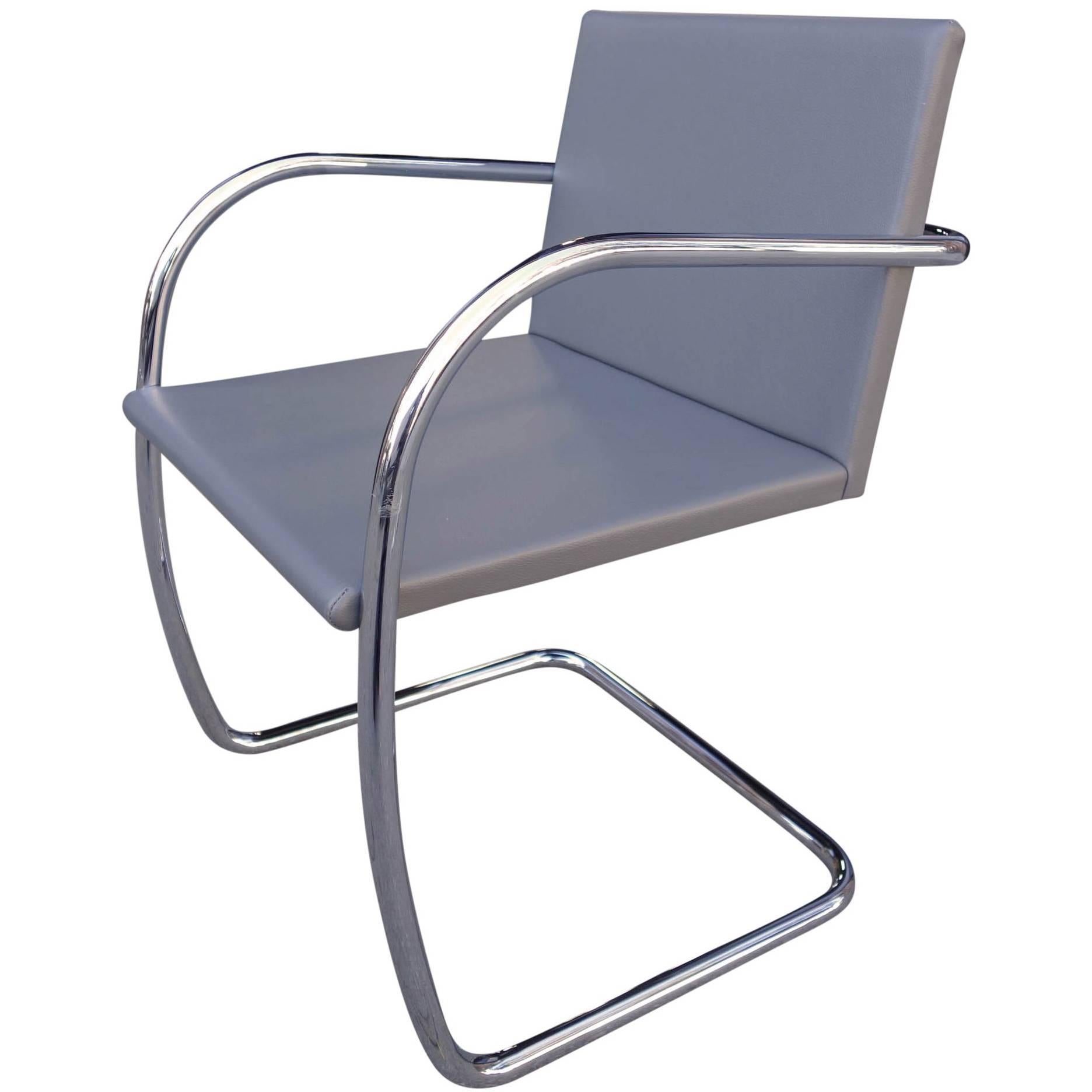 Midcentury Mint Brno Chair in Leather by Mies van der Rohe for Knoll