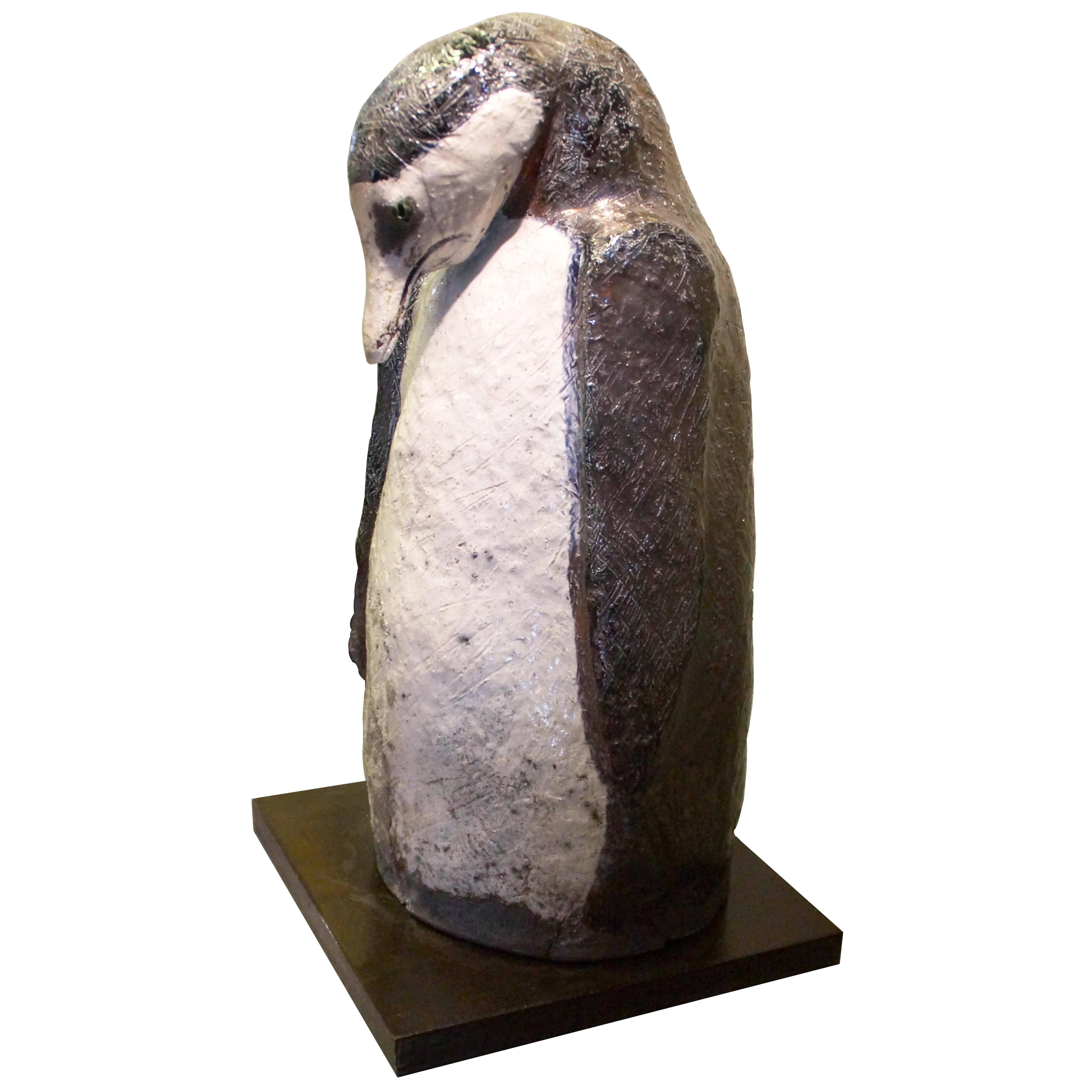 Terracotta Penguin Sculpture