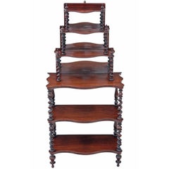 Antique Victorian 19th Century Rosewood Open Bookcase Whatnot Shelves Display