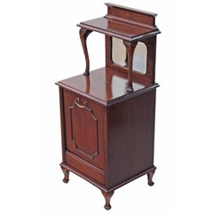 Antique Quality Mahogany Perdonium Bedside Cupboard Table Cabinet Coal Box