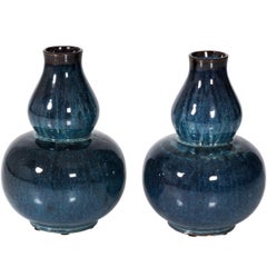 Pair of Painted Gourd Vases