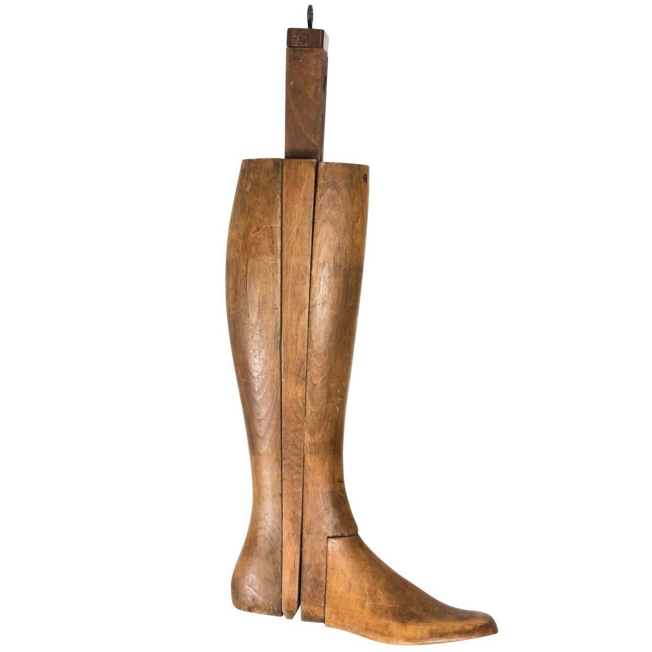 Vintage Wooden Boot Mold  For Sale