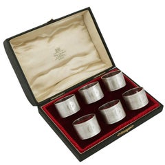 1934 Sterling Silver Napkin Rings Set of Six by Emile Viner
