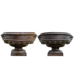 Pair of Cast Iron Vases Dated 19th Century