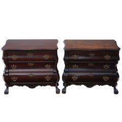 Antique Pair of Bombe Style Reproduction Mahogany Chest of Drawers
