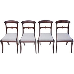 Antique Rare Set of Four Mahogany Georgian Regency Dining Chairs