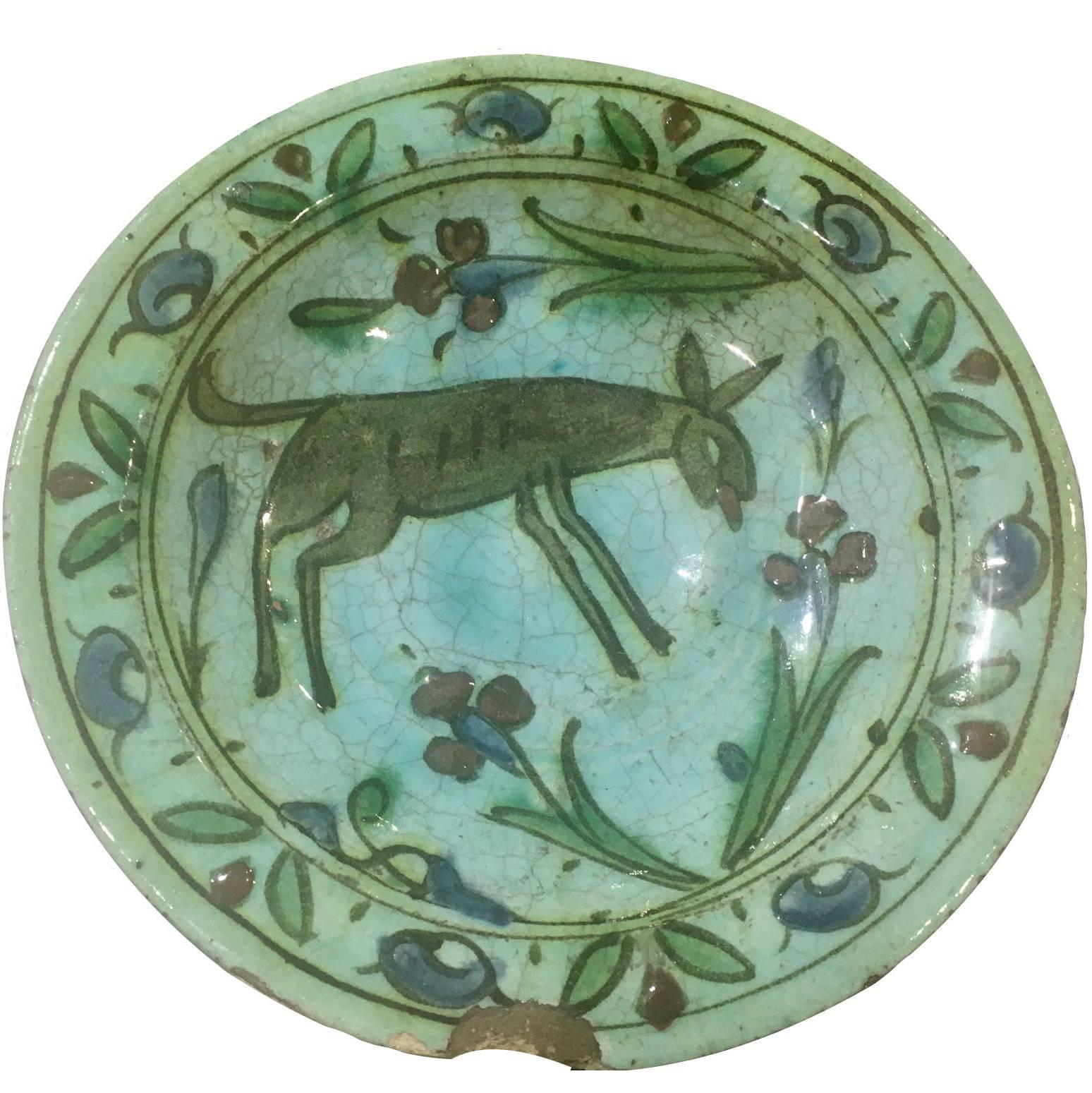 Late 17th Century Iznik Animal Plate For Sale